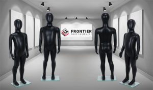 Child Egg-Head Mannequin in Black 100cm FR-R343B. Perfect for window displays or instore merchandising