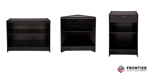 Black shop counter display and show cases from Frontier