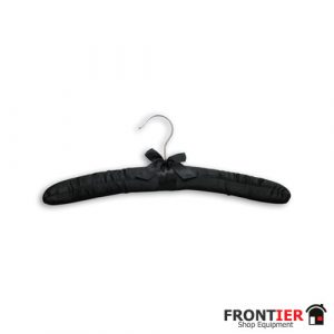 42cm  Ladies Satin Covered Padded Dress Hanger Black  FR-R1043