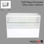 Shop Counter White Glass Display 1200x600x900mm FR-R1505