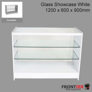 Shop Counter White Glass Display 1200x600x900mm FR-R1509