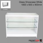 Shop Counter White Glass Display 1800x600x900mm FR-R1511