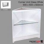 Shop Counter Corner White with Glass 600x600x900mm FR-R1519