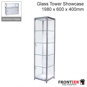 Glass Tower Showcase Aluminium 1980mm FR-R1560