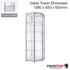 Glass Wall Mounted Corner Showcase Aluminium 1980mm FR-R1565