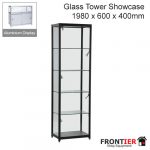 Glass Tower Showcase Black Aluminium 1980mm FR-R1573