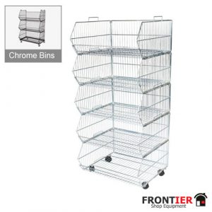 Stacking Basket 600mm Set 5 with Base & Wheels  FR-R1628
