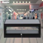 counter top display case in black with clear glass