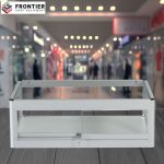 counter top display case in silver with clear glass