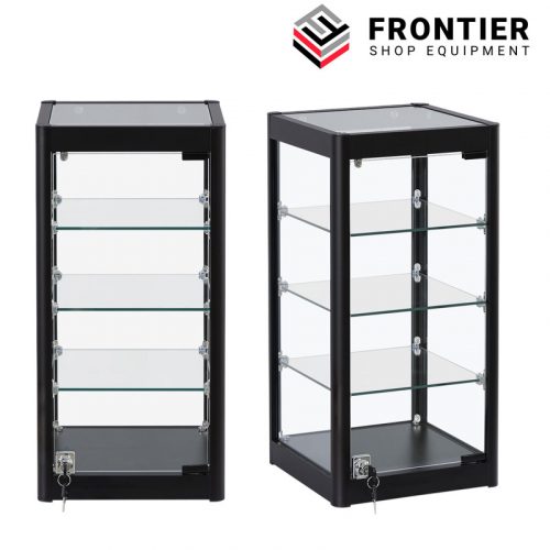 counter top display case in silver with clear glass