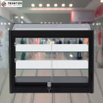 counter top display case in black with clear glass