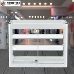 counter top display case in silver with clear glass