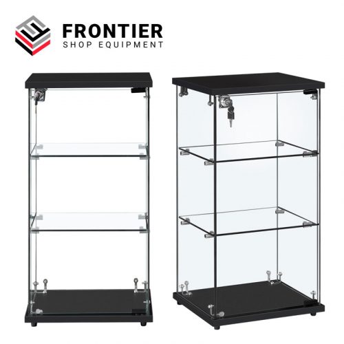 counter top display case in silver with clear glass