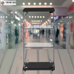 counter top display case in silver with clear glass