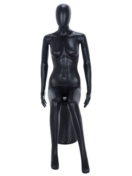 Female Black Egg Head Seated Mannequin FR-R316B - Image 5