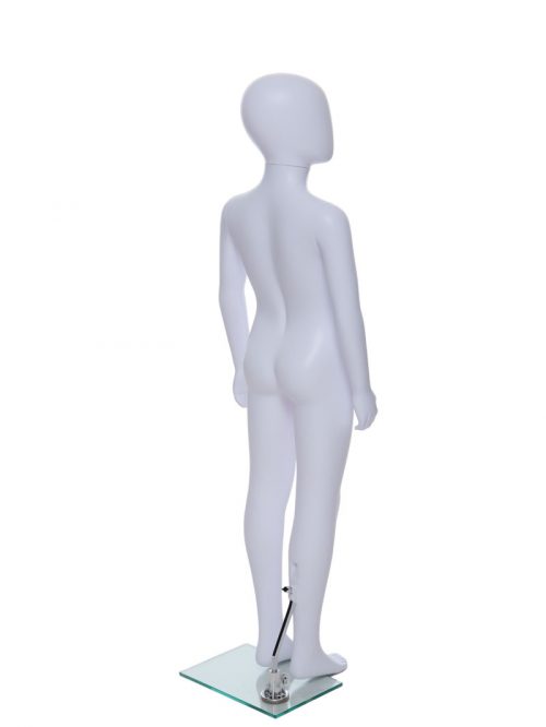 Child Egg-Head Mannequin in White 120cm FR-R336. Perfect for window displays or instore merchandising.