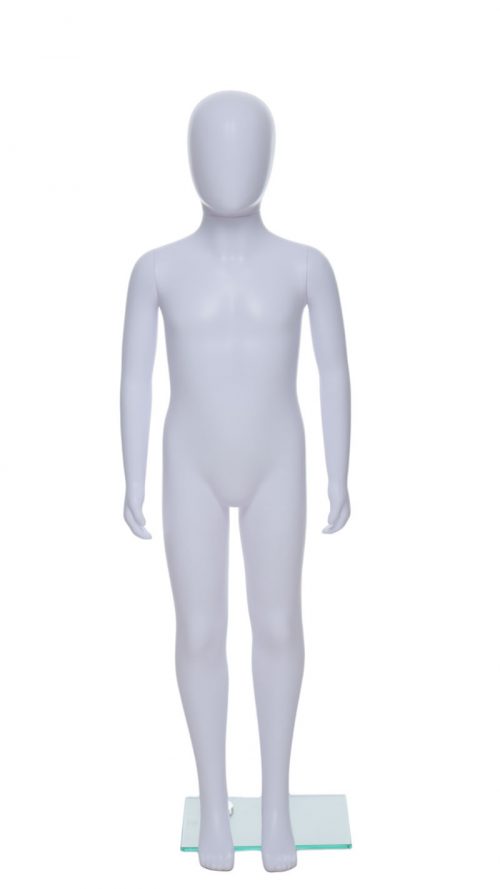 Child Egg-Head Mannequin in White 120cm FR-R336. Perfect for window displays or instore merchandising.