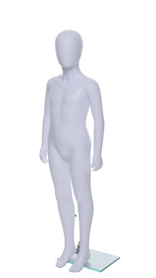 Child Egg-Head Mannequin in White 120cm FR-R336. Perfect for window displays or instore merchandising.