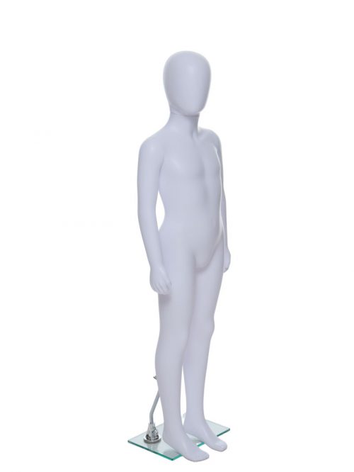 Child Egg-Head Mannequin in White 120cm FR-R336. Perfect for window displays or instore merchandising.