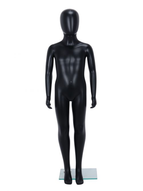 Child Egg-Head Mannequin in Black 120cm FR-R336B. Perfect for window displays or instore merchandising