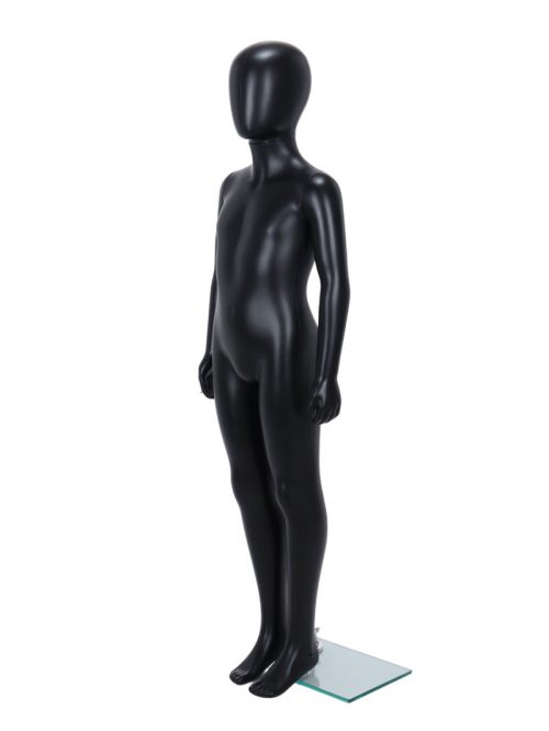 Child Egg-Head Mannequin in Black 120cm FR-R336B. Perfect for window displays or instore merchandising