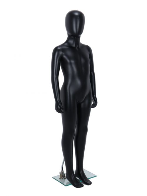 Child Egg-Head Mannequin in Black 120cm FR-R336B. Perfect for window displays or instore merchandising