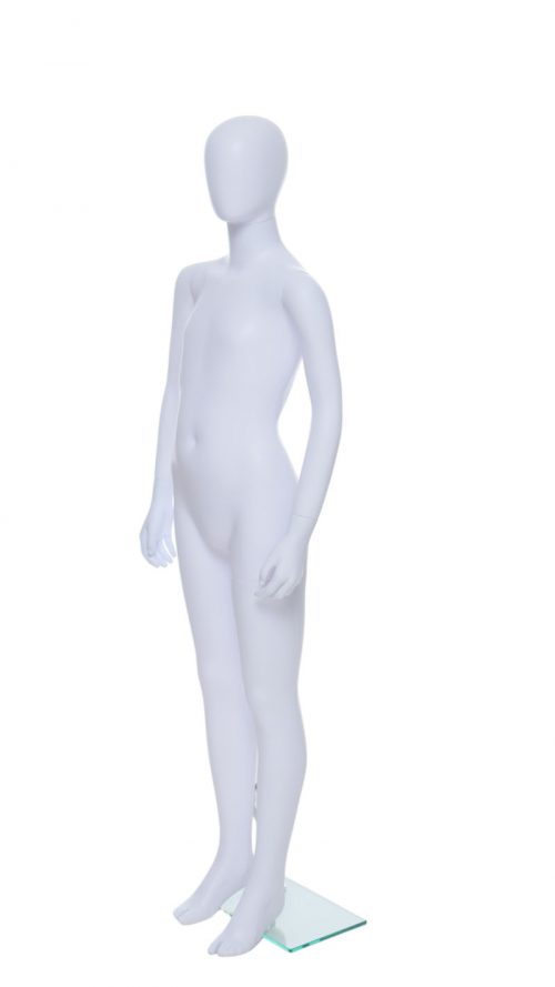 Child Egg-Head Mannequin in White 160cm FR-R339. Perfect for window displays or instore merchandising
