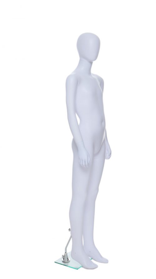 Child Egg-Head Mannequin in White 160cm FR-R339. Perfect for window displays or instore merchandising