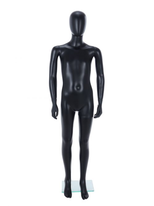 Child Egg-Head Mannequin in Black 180cm FR-R339B. Perfect for window displays or instore merchandising