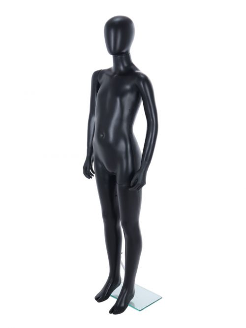 Child Egg-Head Mannequin in Black 180cm FR-R339B. Perfect for window displays or instore merchandising