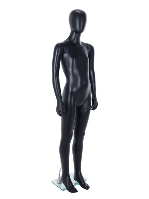 Child Egg-Head Mannequin in Black 180cm FR-R339B. Perfect for window displays or instore merchandising