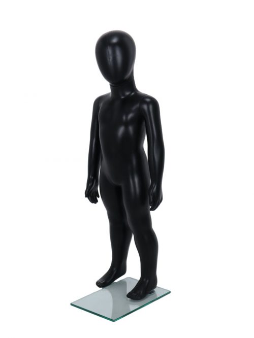 Child Egg-Head Mannequin in Black 80cm FR-R342B. Perfect for window displays or instore merchandising