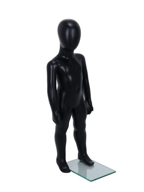 Child Egg-Head Mannequin in Black 80cm FR-R342B. Perfect for window displays or instore merchandising
