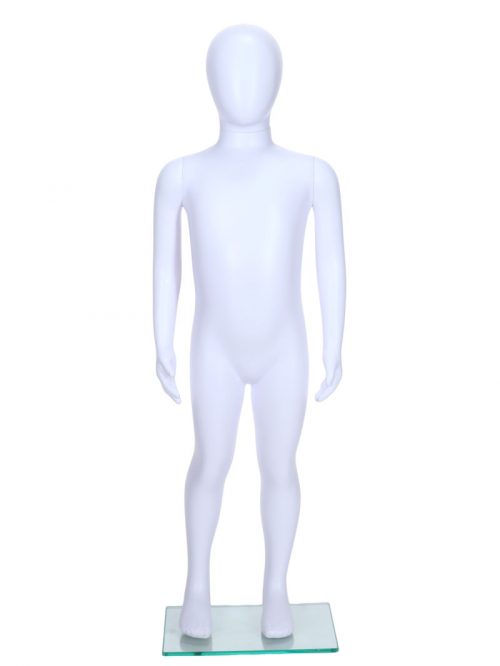 Child Egg-Head Mannequin in White 100cm FR-R343. Perfect for window displays or instore merchandising