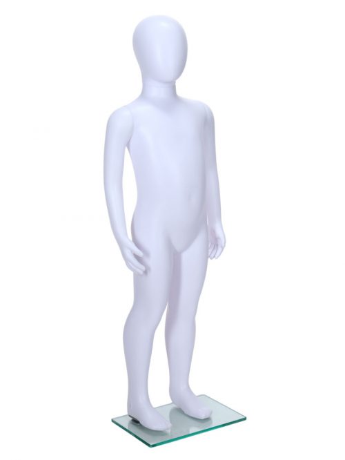 Child Egg-Head Mannequin in White 100cm FR-R343. Perfect for window displays or instore merchandising