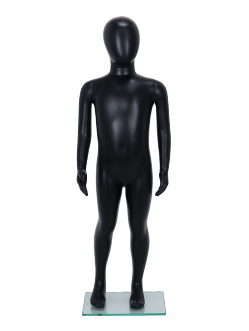 Child Egg-Head Mannequin in Black 100cm FR-R343B. Perfect for window displays or instore merchandising