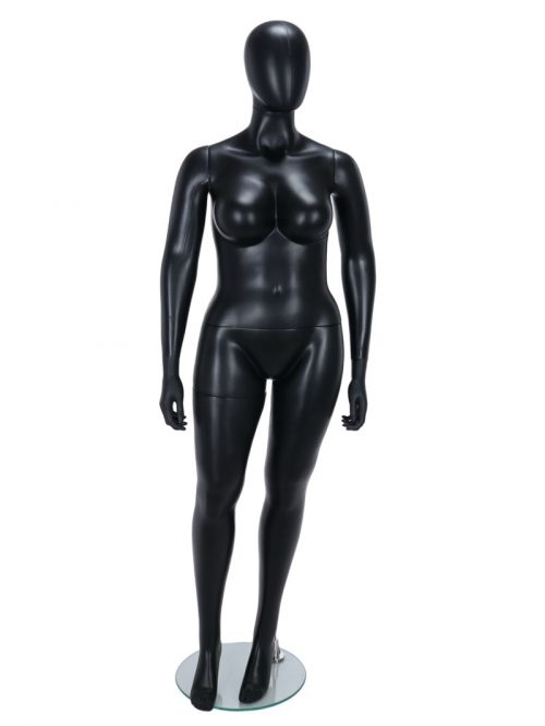 Plus Size Female Egg Head Mannequin Matt Black FR-R349B - Image 6