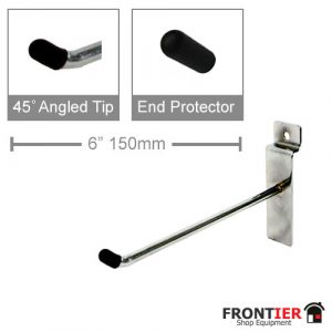 Slatwall 150mm / 6" Straight Hook 45 Degree Upturn (Box of 100) FR-R503A