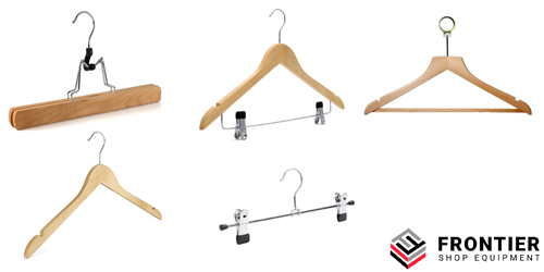 Wooden Clothes rail hangers for retail outlets