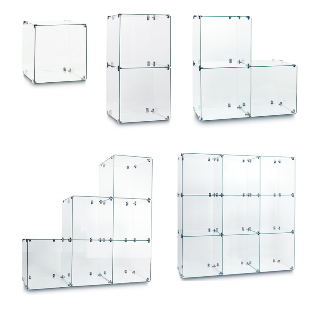 glass cube modular displays from frontier