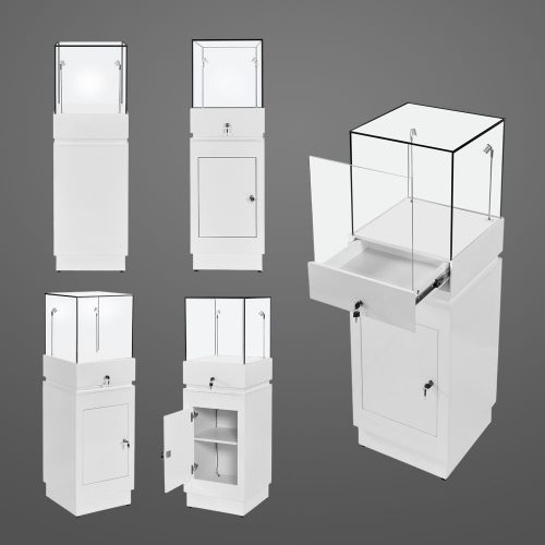 Glass Cube Display Plinth with LED lighting