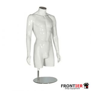 Male Gloss White 3/4 Mannequin with Arms FR-R376